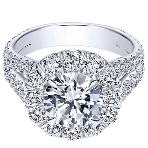 🔥Engagement Double Layer Round CZ Bridal Wedding Ring for Women, UNVN12291 - Picture 1 of 4